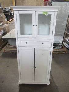 lot 313 image: Home Decorators Collection Hampton Harbor 25 in. W x 14 in. D x 52-12 in. H Linen Cabinet with Drawer in White BF-22673-WH