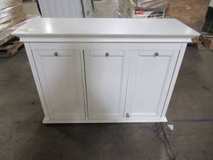 lot 316 image: Home Decorators Collection Hampton Harbor 37 in. Triple Tilt-Out Hamper in White 2601330410