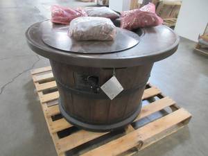 lot 324 image: Hampton Bay Bromo 36 in. x 24 in. Round MGO Liquid Propane Fire Table in Distressed Brown Bromo 36B 1 PC