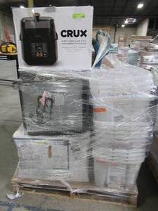 lot 100 image: WHOLESALE MIXED PALLET OF MISCELLANEOUS SMALL APPLIANCES, HOLIDAY DECOR, STORAGE BINS AND MORE