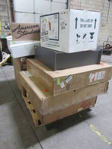 lot 106 image: WHOLESALE MIXED PALLET OF MISCELLANEOUS MEDICINE CABINETS, BATHROOM ACCESSORIES AND MORE