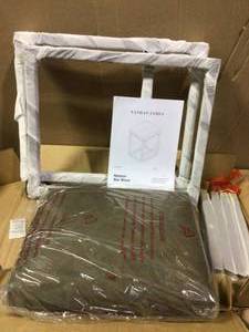 lot 7 image: Nelson 24 in. Gray Leather Cushion and Black Stainless Steel Frame Metal Bar Stool by Nathan James Open Box Customer Returns See pictures.