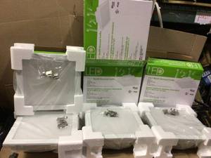 lot 37 image: Commercial Drop Ceiling 1 ft. x 1 ft. White 4000K Integrated LED Flat Panel Troffer by ETi Open Box Customer Returns See pictures.
