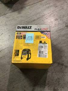 lot 108 image: Dewalt FLEXVOLT 2.5 Gal. 60-Volt MAX Brushless Cordless Electric Air Compressor Kit with Battery 2 Ah and Charger open Box see pictures