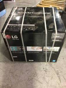 lot 114 image: LG 22,000 BTU Dual Inverter Smart Window Air Conditioner with Wi-Fi Enabled and Remote in White not used see pictures