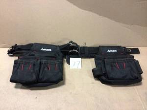 lot 27 image: Black 10-Pocket Contractors Tool Belt by Husky in good condition 