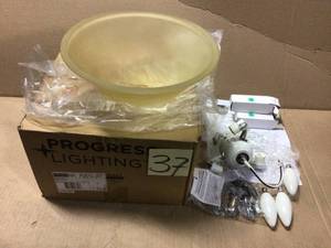 lot 37 image: AirPro 3-Light Antique Bronze Ceiling Fan Light by Progress Lighting Customer returns see pictures