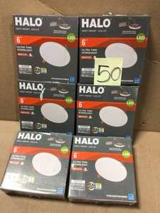 lot 50 image: HLBSL 6 in. Color Selectable (4000K-6000K) New Construction or Remodel Canless Recessed Integrated LED Kit by HALO Customer returns see pictures