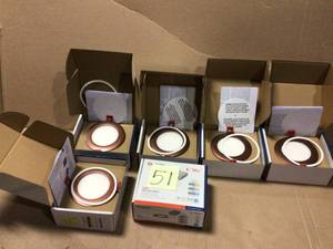 lot 51 image: Wafer 4 in. Oil Rubbed Bronze Selectable New ConstructionRemodel Recessed Integrated LED Kit 3000K 4000K 5000K by Lithonia Lighting Customer returns see pictures