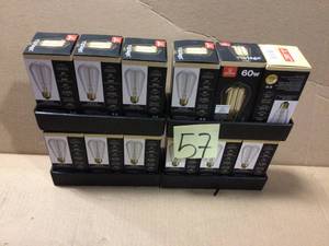 lot 57 image: 60-Watt Incandescent S60 Vintage Squirrel Cage Medium Base Light Bulb by Globe Electric Customer returns see pictures