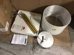 lot 69 image: June 65 in. MetalMarble Adjustable Brass GoldWhite Floor Lamp by JONATHAN Y in good condition