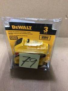 lot 79 image: 20-Volt MAX Compact Lithium-Ion 3.0Ah Battery Pack (2-Pack) by DEWALT in good condition