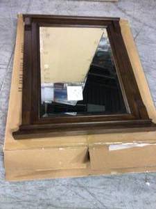 lot 88 image: Creedmoor 26 in. W x 31 in. L Single Wall Hung Mirror in Walnut in good condition