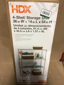 lot 98 image: Chrome 4-Tier Metal Wire Shelving Unit (36 in. W x 54 in. H x 14 in. D) by HDX in good condition