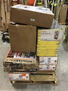 lot 120 image: Pallet of assorted Storage Racksshelving various Brands, models and conditions customer returns see pictures