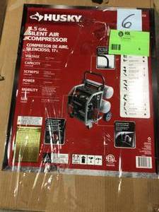 4.5 Gal. Portable Electric-Powered Silent Air Compressor by Husky Customer returns see pictures