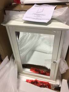 Hamilton 20 in. W x 27 in. H Surface-Mount Corner Wall Medicine Cabinet in Ivory Customer returns see pictures