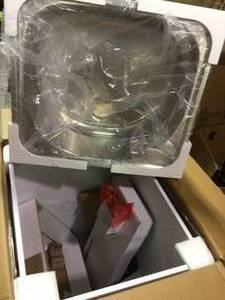 All-in-One 24.125 in. x 21.375 in. x 35 in. Stainless Steel Laundry Sink with Faucet and Storage Cabinet by Glacier Bay Customer returns see pictures