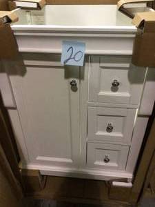 Naples 24 in. W Bath Vanity Cabinet Only in White with Right Hand Drawers Customer returns see pictures