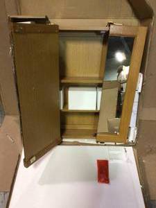 Claremont 24 in. W x 24 in. H x 4-34 in. D Framed Tri-View Surface-Mount Bathroom Medicine Cabinet in Honey Oak