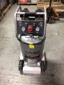 Husky 20 Gal. Vertical Electric-Powered Silent Air Compressor in working condition see pictures