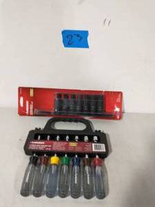HUSKY 12 in. Drive Hex Bit Impact Socket Set SAE (7-Piece) AND HUSKY 7PIECE NUT DRIVER SET