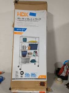HDX Chrome Rolling 5-Tier Metal Wire Shelving Unit (48 in. W x 72 in. H x 18 in. D)