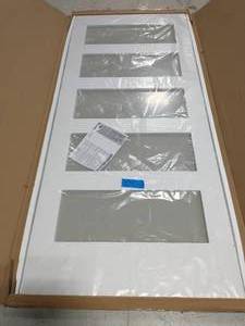 36 in. x 84 in. 5 Frosted Glass Solid Core White Finished Interior Barn Door Slab