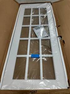 30 in. x 80 in. Clear Glass 15-Lite True Divided White Finished Solid French Interior Door Slab