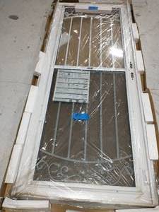 32 in. x 80 in. Waterford White Recessed Mount All Season Security Door with Self-Storing Glass and Screen