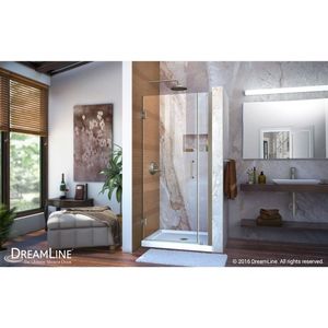 DREAMLINE Unidoor 34 to 35 in. x 72 in. Frameless Hinged Shower Door in Brushed Nickel