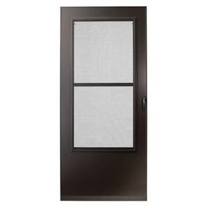 EMCO 32 in. x 80 in. 400 Series Black Universal Self-Storing Aluminum Storm Door with Nickel Hardware