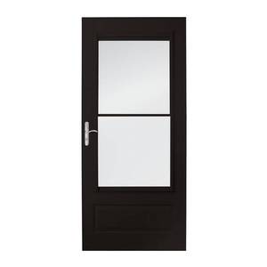 32 in. x 80 in. 400 Series Black Universal Self-Storing Aluminum Storm Door with Nickel Hardware