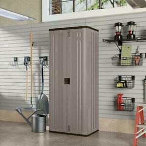 SUNCAST 72 in. H x 30 in. W x 20.25 in. D 3-Shelf Resin Tall Storage Freestanding Cabinet in Platinum