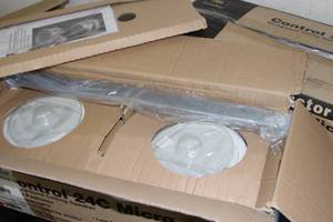 lot 14 image: Two PAIRS of JBL Control 24C Micro 4 2-Way Pro Audio Ceiling Speakers & Installation Brackets
