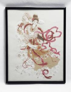 lot 32 image: Vintage Change Chinese Goddess of the Moon Framed Paper Cut Art