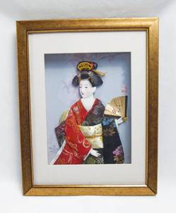 lot 33 image: Oriental Shadow Box Porcelain Geisha Framed Art