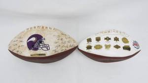 lot 39 image: Set of 2001 Vintage Limited Edition Football and 1999 Superbowl Souvenir Football