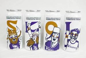 lot 42 image: Set of 4 Minnesota Vikings Miller Light SKOL Cans