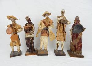 lot 73 image: Lot of 5 Vintage The Village People Paper Mache Figures Made in Mexico