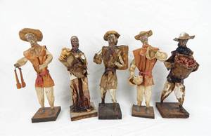 lot 74 image: Lot of 5 Vintage The Village People Paper Mache Figures Made in Mexico