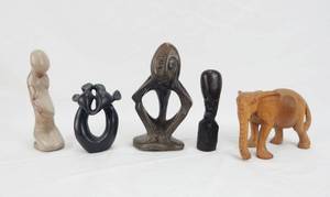 lot 76 image: Lot of Assorted Stone and Wood Figures
