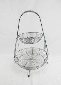 lot 107 image: 2 Tier Metal Fruit Basket