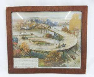lot 115 image: Vintage Edward Brewer The Old Spiral Bridge of Hastings Framed Print
