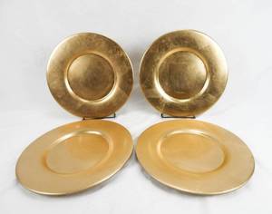 lot 62 image: Set of 4 Pier 1 Imports Gold Charger Plates