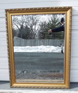 lot 22 image: Large Gold Framed Beveled Edge Mirror
