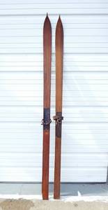 lot 131 image: Set of Vintage Early 20th Century Wood Skis