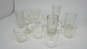 lot 17 image: Vintage Glass  Mugs  Shake or Malt Glass  Wine Glasses