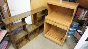lot 38 image: Wood Microwave Stand  Wood Shelf