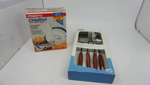 lot 67 image: Presto Chip Shot Electric Potato Chipper  Thermos Rivercrest Grilling Tool Set